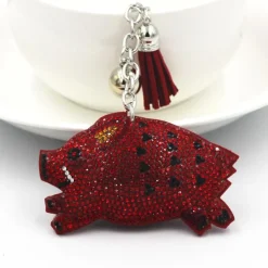Wild Boar Keychain-Super Sparkly PVC Leather with Tassel CUTE!