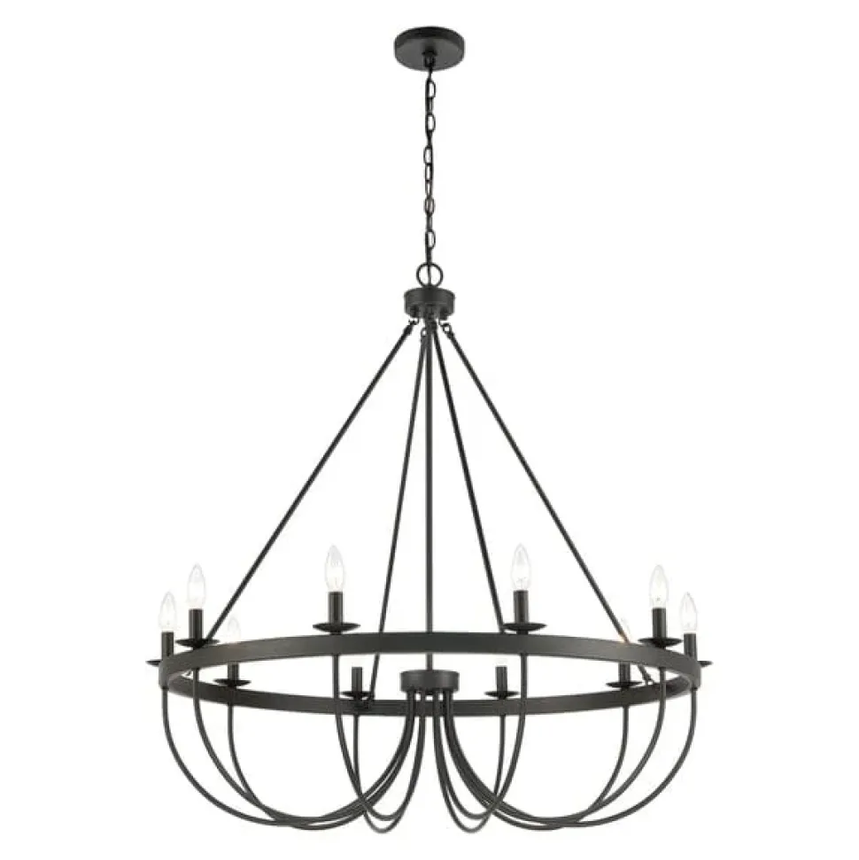 Williamson 10-Light Metal Chandelier Black