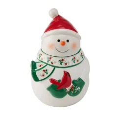 Winterberry Snowman & Cardinal 10In Cookie Jar Gift Box Pkg Fitz and Floyd® Mikasa® Pfaltzgraff®