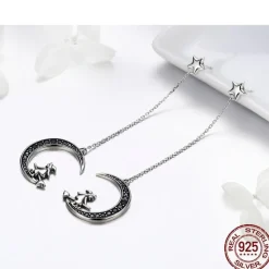 Witch in Moon Sterling Silver Ring and Earrings