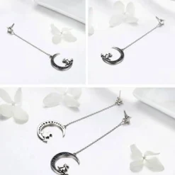 Witch in Moon Sterling Silver Ring and Earrings