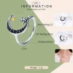 Witch in Moon Sterling Silver Ring and Earrings