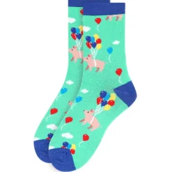 Women's Cute Pigs with Balloons Socks--Pigs Trying to Fly! *