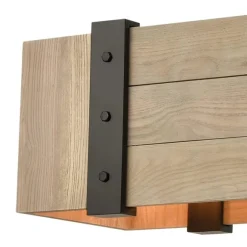 Wooden Crate 5-Lght Islandw/Slatted Wood Shade