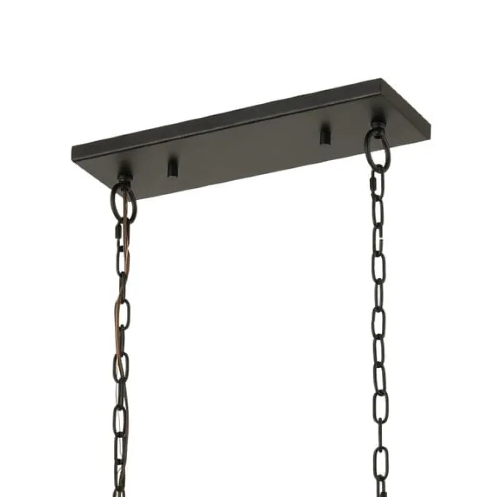 Wooden Crate 5-Lght Islandw/Slatted Wood Shade