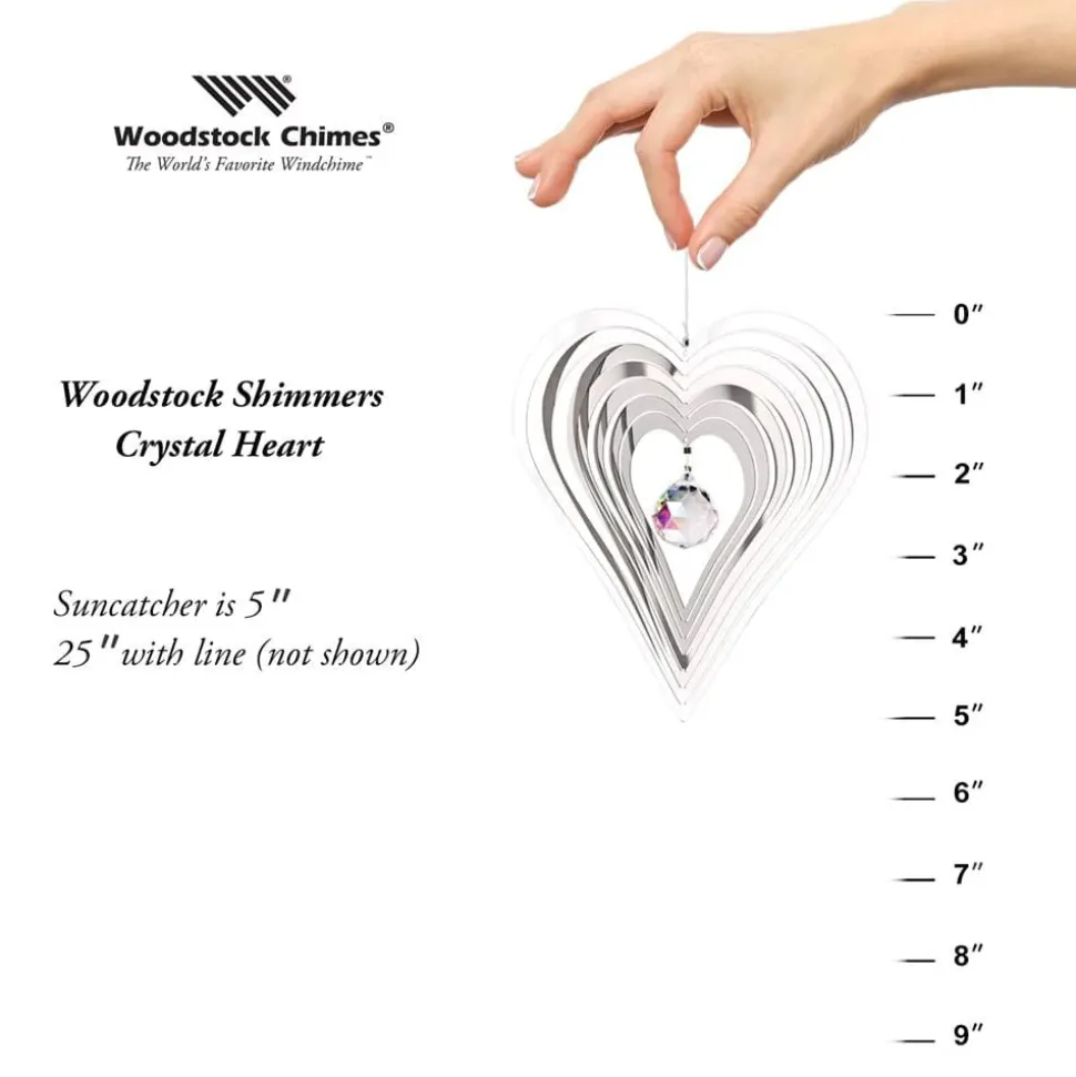 Woodstock Chimes Crystal Heart "Shimmer" Spinning Heart