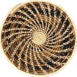Woven Sisal Basket, Wheat Stalk Spirals In Natural
