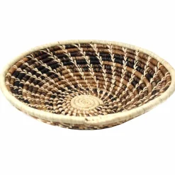 Woven Sisal Basket, Wheat Stalk Spirals In Natural
