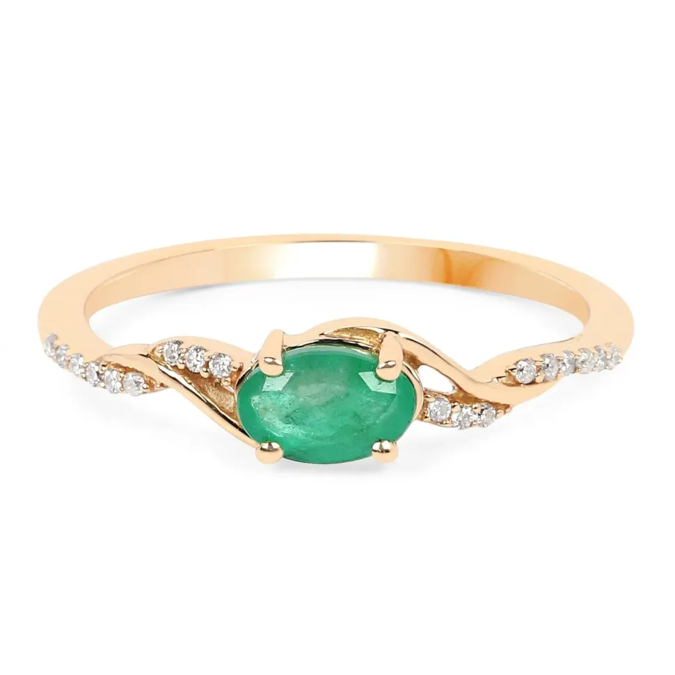 Zambian Emerald with Diamonds in 14K Gold, Exquisite yet Affordable!