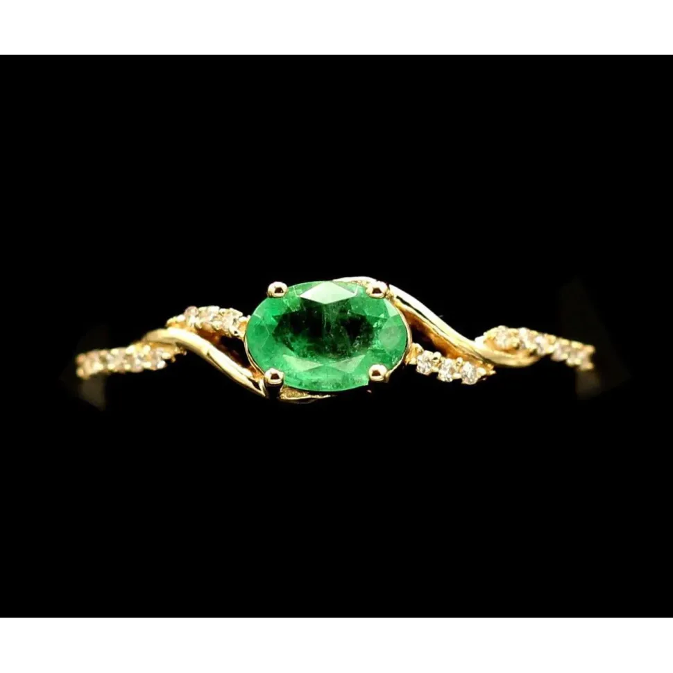 Zambian Emerald with Diamonds in 14K Gold, Exquisite yet Affordable!