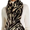Zebra Print Scarf, Luxury Faux Fur Winter Scarf