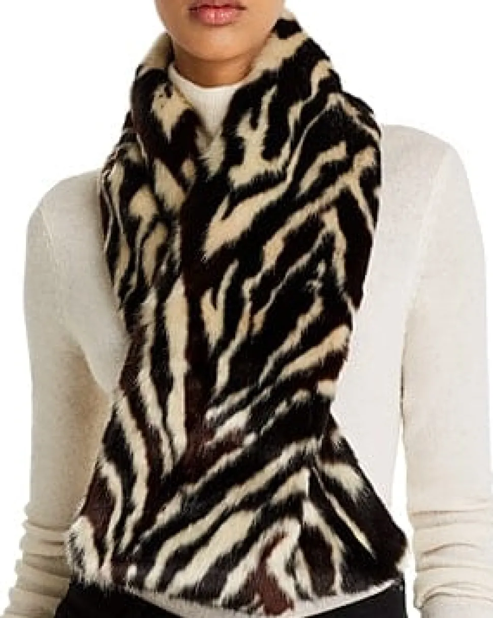 Zebra Print Scarf, Luxury Faux Fur Winter Scarf