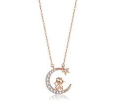 Zodiac Baby Animal Necklaces-Chinese Zodiac Cute Rose Gold Plated Sterling Silver