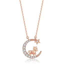 Zodiac Baby Animal Necklaces-Chinese Zodiac Cute Rose Gold Plated Sterling Silver