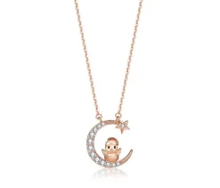 Zodiac Baby Animal Necklaces-Chinese Zodiac Cute Rose Gold Plated Sterling Silver